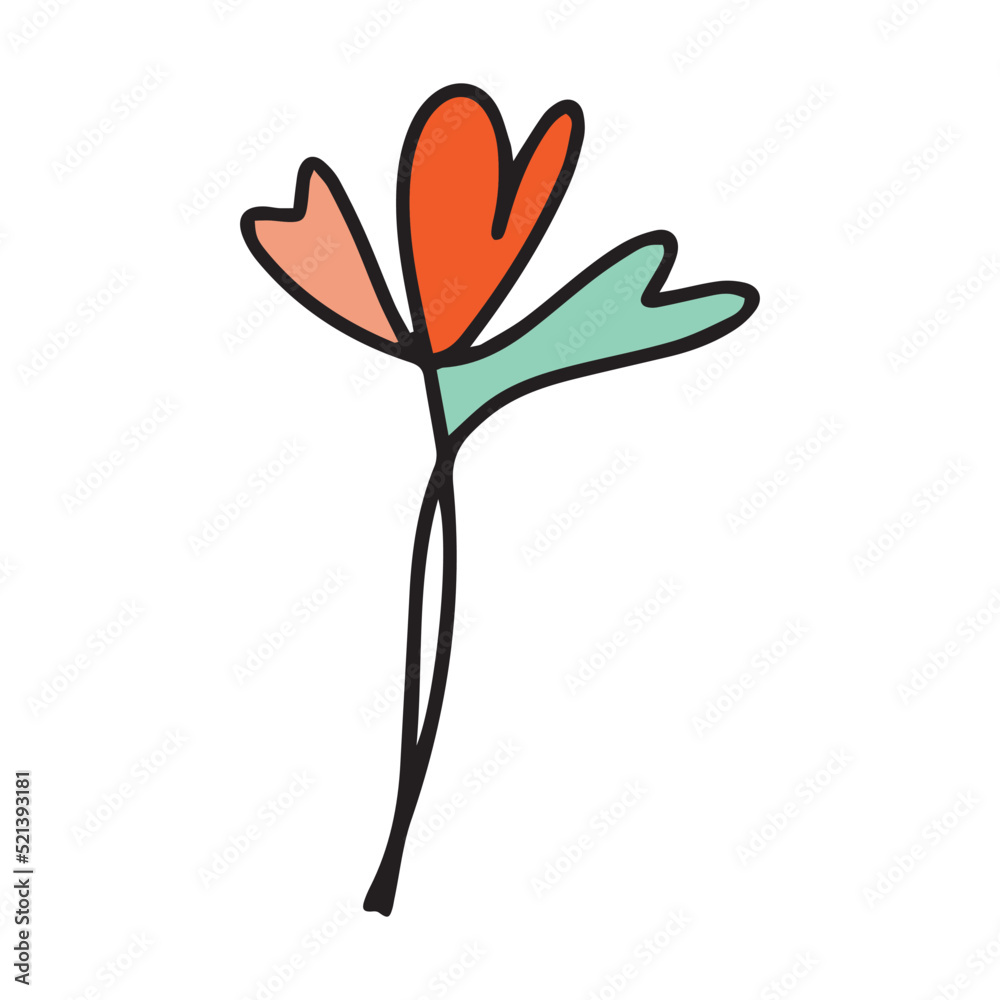Heart plant icon abstract hand drawn flower line art symbol for nature, love, ecology and environment in a flat color glyph illustration Heart plant icon abstract hand drawn flower line art symbol for nature, love, ecology and environment in a flat color glyph illustration