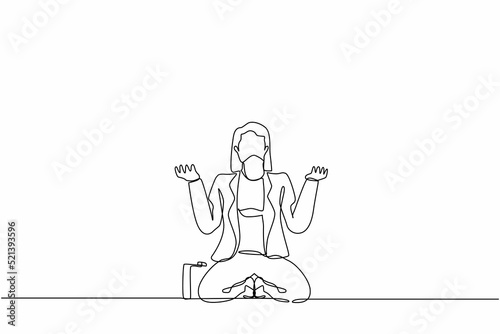 Continuous one line drawing businesswoman despair suffer grief. Female manager sad gesture expression. Professional burnout syndrome. Depression disorder, sad, sorrow. Single line draw design vector