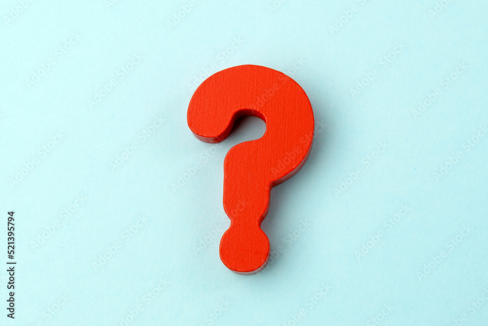 Red question mark on a blue background. The concept of the problem and the solution Red question mark on a blue background. The concept of the problem and the solution