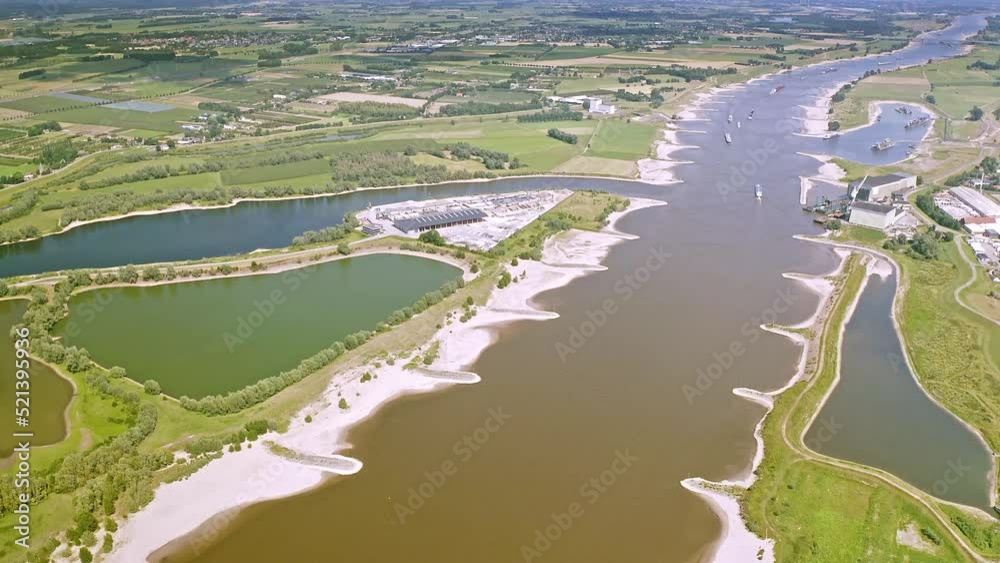 drone shot of the river Maas with floodplain drone shot of the river Maas with floodplain