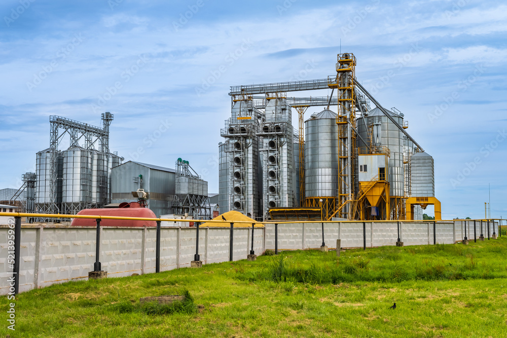 agro silos granary elevator with seeds cleaning line on agro-processing ...