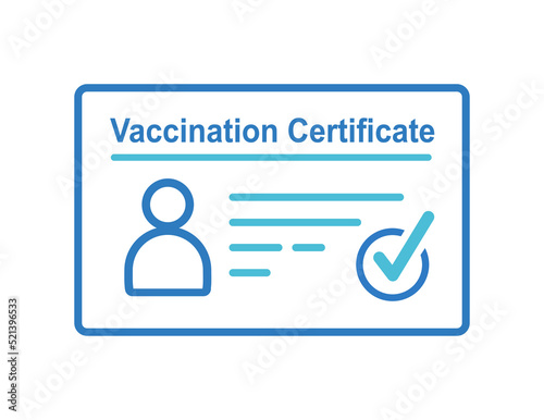 Vaccination Certificate icon for COVID-19. Blue vector illustration