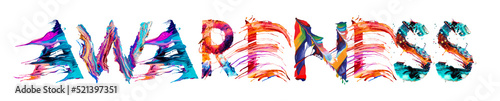 AWARENESS banner with colorful brush strokes