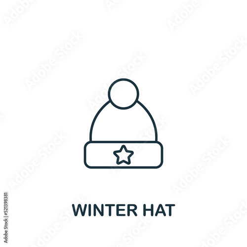 Winter Hat icon. Monochrome simple Clothes icon for templates, web design and infographics