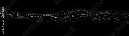A wave of moving particles.Futuristic dark vector illustration. Abstract background with a dynamic wave on a dark background.