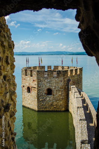 Cannon tower in Golubac Fortress, at the right coast of Danube river