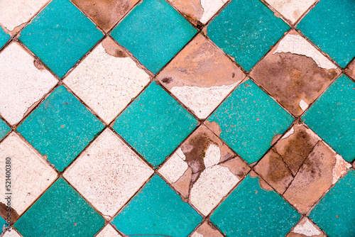 Fragment of glazed Andalusian ceramic tiled wall