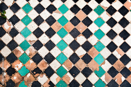 Fragment of glazed Andalusian ceramic tiled wall
