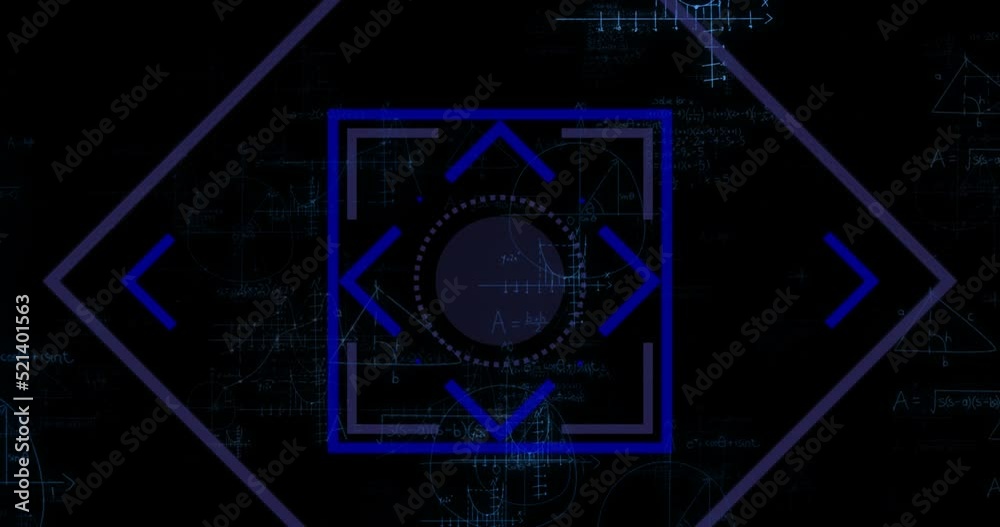 Animation of graphical circle and square shapes with brackets scanning over mathematical formulas Animation of graphical circle and square shapes with brackets scanning over mathematical formulas