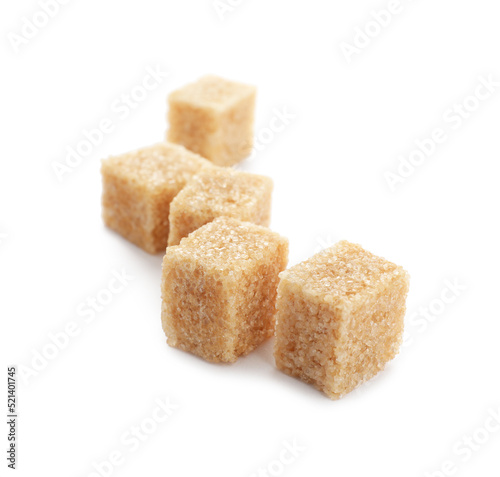 Cubes of brown sugar isolated on white