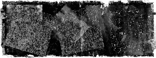 Glitch distorted geometric shape . Noise destroyed logo . Trendy defect error shapes . Glitched frame .Grunge textured . Distressed effect .Vector shapes with stripes screen print texture.
