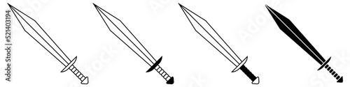 Sword icon vector set. saber illustration sign collection. weapon symbol. steel logo.