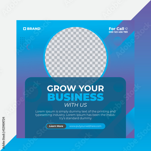 Digital marketing social media post design template. Modern marketing business agency post square banner. Suitable for social media, websites, flyers, and banners.