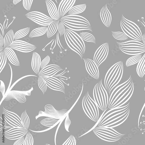 Gray beautiful seamless floral pattern. Background for wallpaper or fabric. Vector illustration © Мария Неноглядова