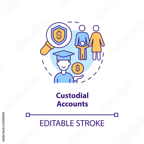 Custodial accounts concept icon. Account type for college savings abstract idea thin line illustration. Isolated outline drawing. Editable stroke. Arial, Myriad Pro-Bold fonts used photo