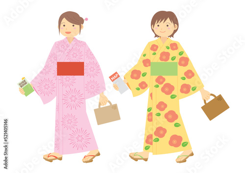 浴衣イラスト_3_観光_女子
