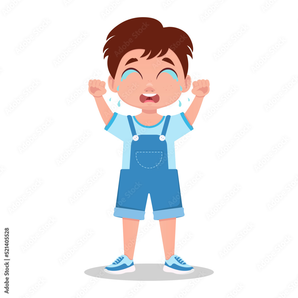 Cute boy is crying. Vector illustration Cute boy is crying. Vector illustration