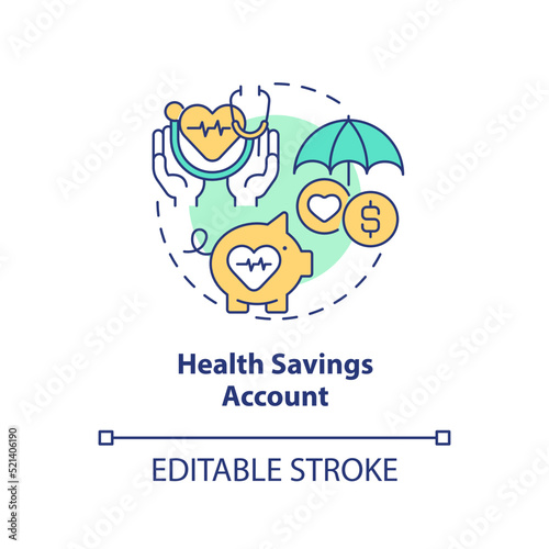 Health savings account concept icon. Medical policy. Finance management abstract idea thin line illustration. Isolated outline drawing. Editable stroke. Arial  Myriad Pro-Bold fonts used