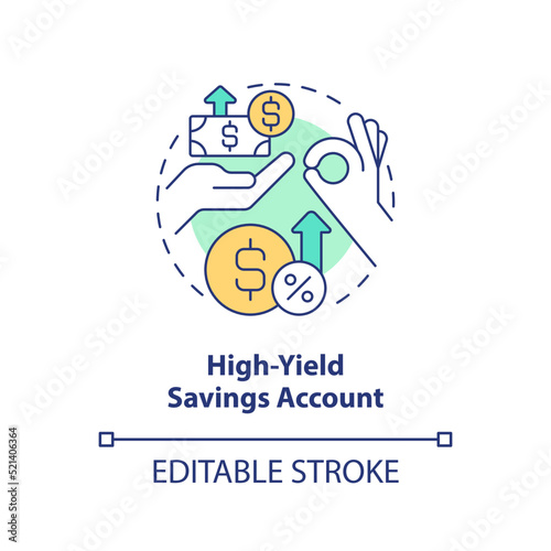 High yield savings account concept icon. Banking service for customer abstract idea thin line illustration. Isolated outline drawing. Editable stroke. Arial, Myriad Pro-Bold fonts used