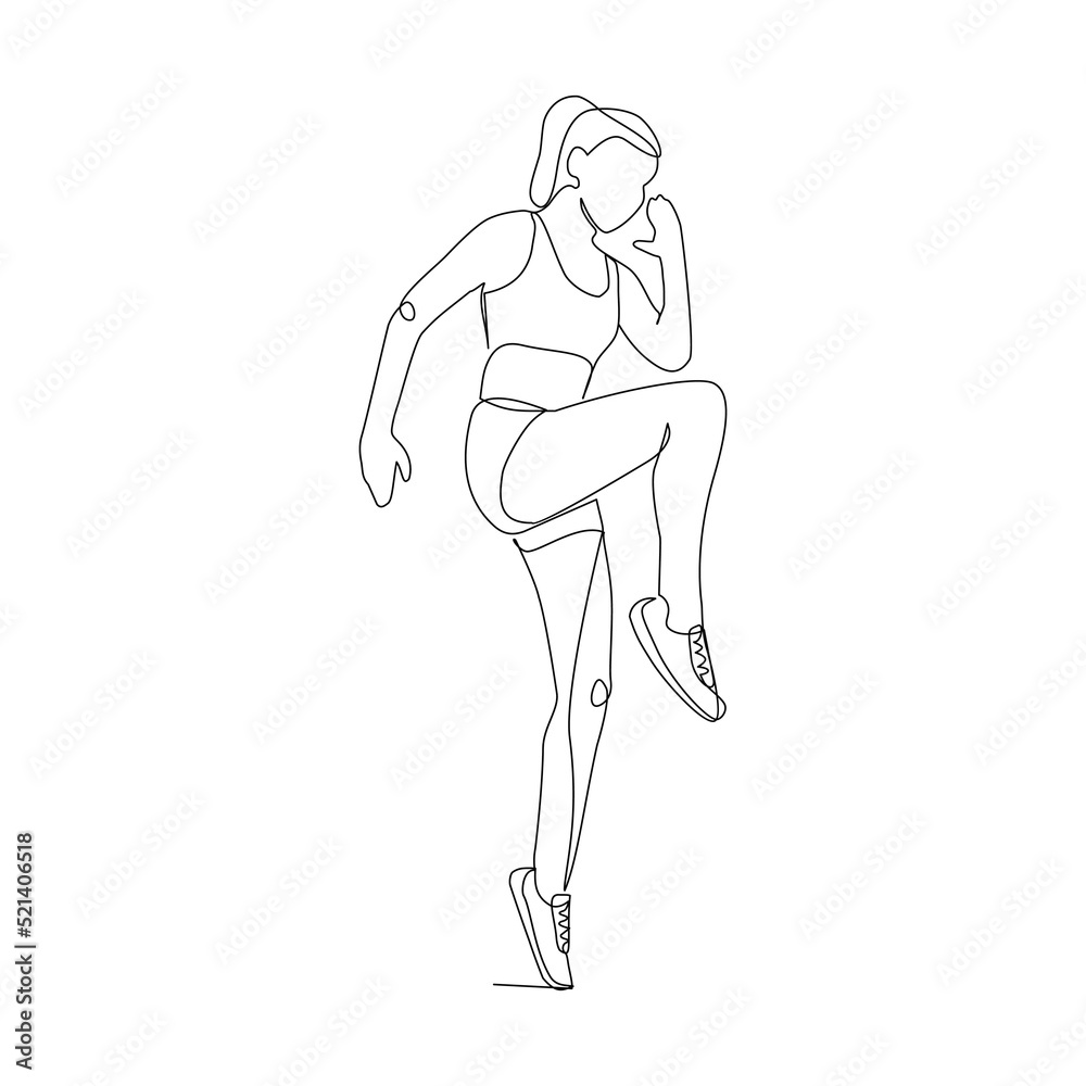 Vector illustration of a woman doing sports drawn in line-art style Vector illustration of a woman doing sports drawn in line-art style