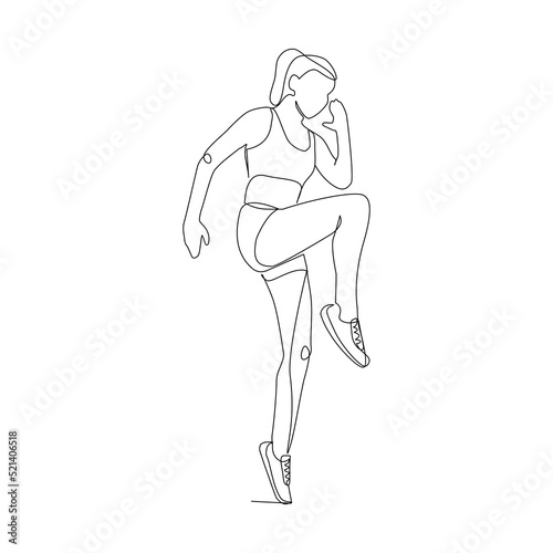 Vector illustration of a woman doing sports drawn in line-art style