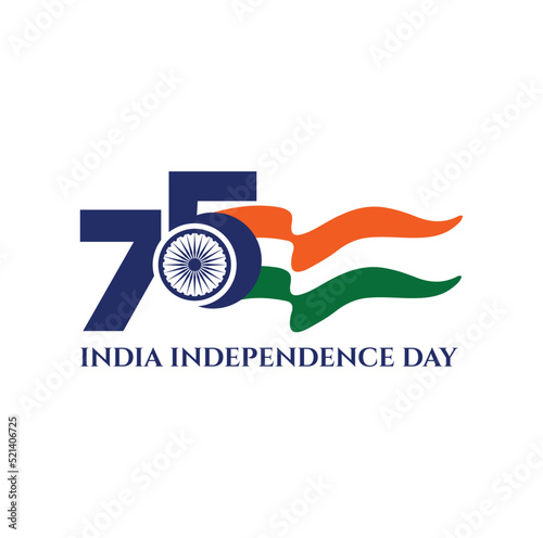 New Delhi, India - August 15, 2022: 75India Independence Day. Vector Logo.