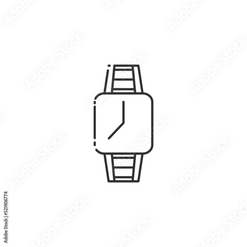 Outline watch vector icon on white background. Icon for web design, apps, sticker, banner, poster, printing usage and part of logo. 