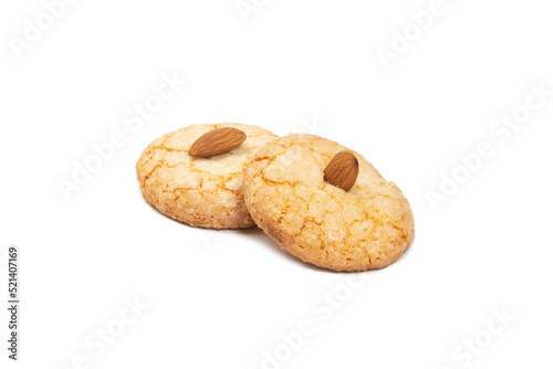 Almond amaretti: famous Italian biscuit isolated on white  background photo