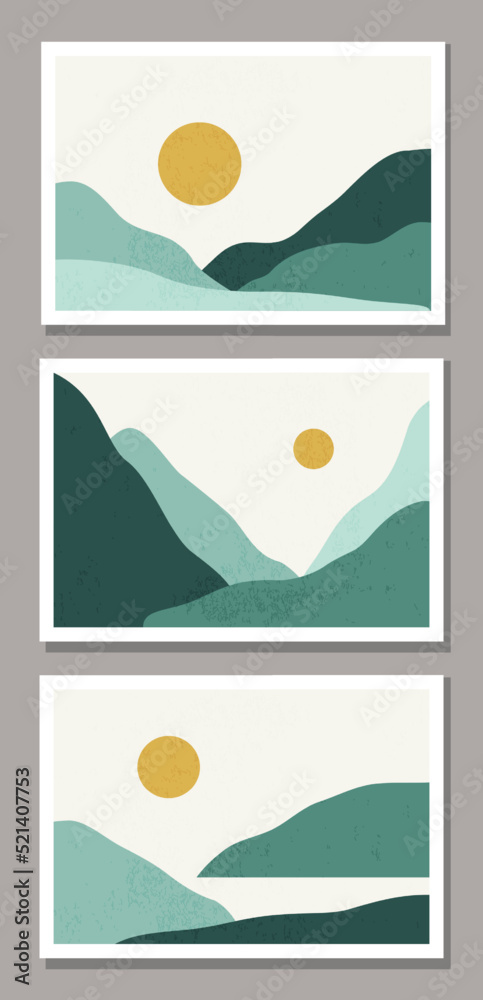 Set of minimalist landscape abstract contemporary collage design