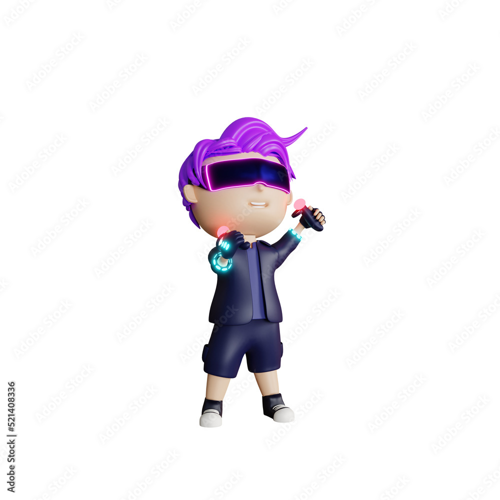 3d cute man with vr metaverse illustration 3d cute man with vr metaverse illustration