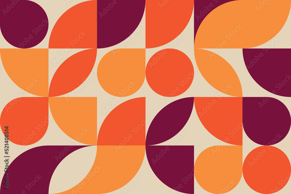 Vecteur Stock Vector pattern in retro color palette. Bauhaus pattern in  orange, red and purple colours. Pattern for background, wallpapers,  textile, tile, decorative prints, invitation letters, etc. | Adobe Stock