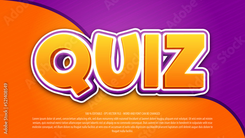 Quiz 3d cartoon style editable text effect