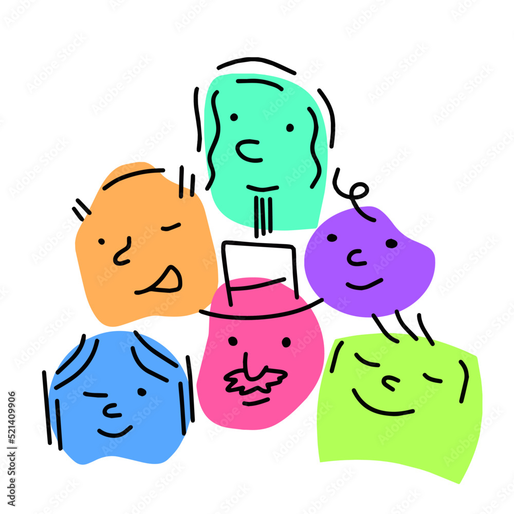 Pile of Various bright basic Geometric Figures with face emotions. Pile of Various bright basic Geometric Figures with face emotions.