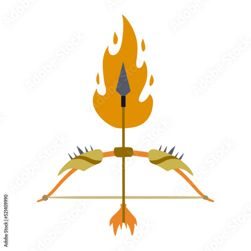 Burning arrow. Fire and flame, Lord Rama bow. Indian festival navratri and Vijayadashami celebration