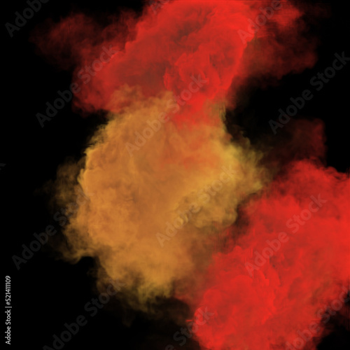 Red and yellow puffs of magic fog and fantasy smoke texture