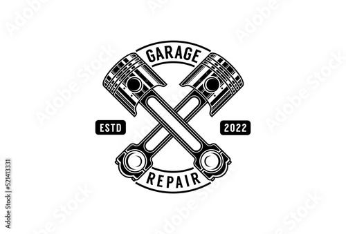 Retro Car Repair Emblem Logo With Piston Engine Element vector design