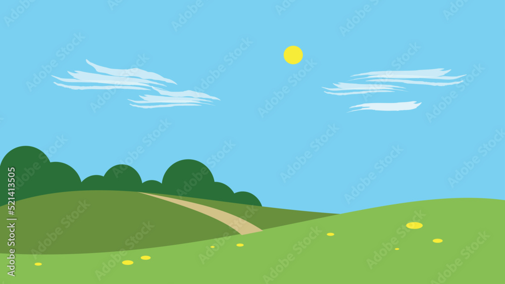 Fototapeta premium path on a hilly field