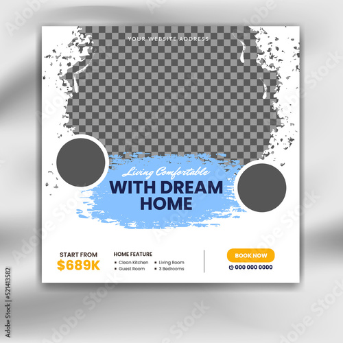 Real estate house agency social media template. square banner real estate sale promotion post