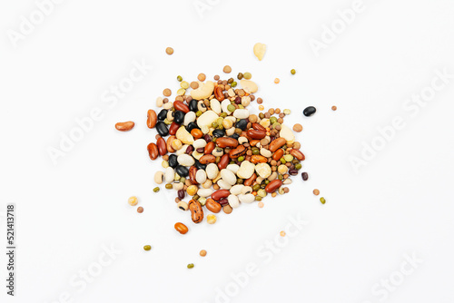 mixed cereals in white background photo