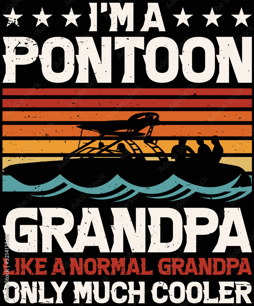 Pontoon Grandpa Captain Retro T-Shirt Design