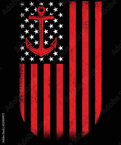 USA American Flag Nautical T-Shirt Design