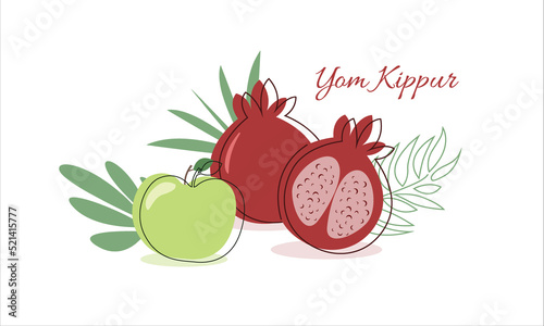 om Kippur banner. Yom Kippur symbols. vector illustration