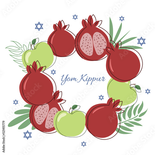 om Kippur banner. Yom Kippur symbols. vector illustration