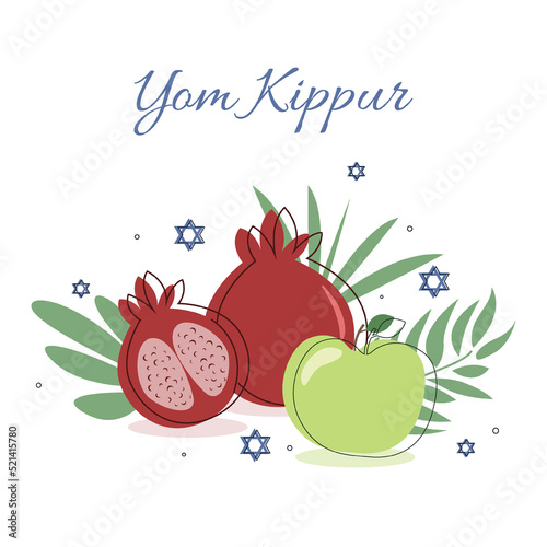 om Kippur banner. Yom Kippur symbols. vector illustration