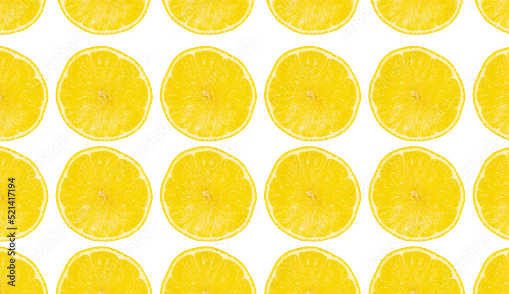 Juicy lemon slices. Lemon slices isolated on white background. Background image.