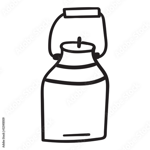 Milk churn. Outline hand drawn icon on white background.