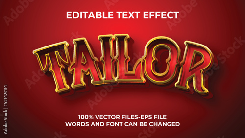 Editable text effect tailor retro, 3d creative and minimal font style
