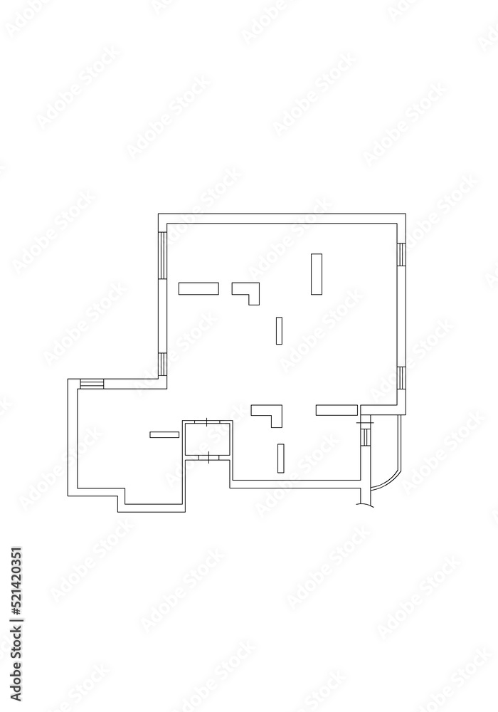 Autocad Drawing 2d Floor Plan Black white Floor Plan Floorplan Stock autocad-drawing-2d-floor-plan-black-white-floor-plan-floorplan-stock