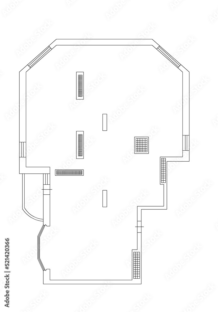 Autocad drawing. 2d floor plan. Black&white floor plan. Floorplan Autocad drawing. 2d floor plan. Black&white floor plan. Floorplan