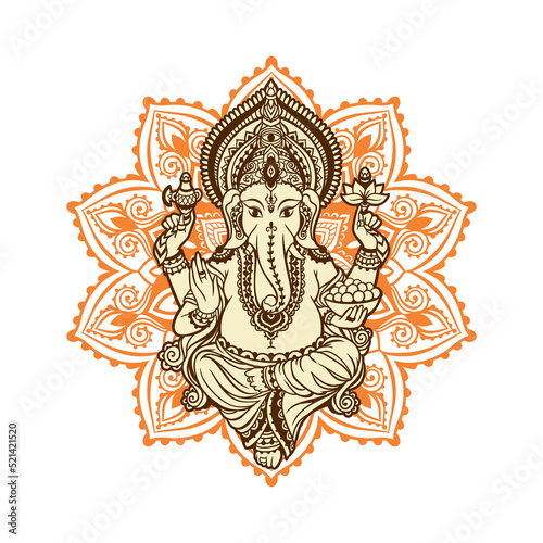 lord Ganesh image. God with elephant head. vector Illustration